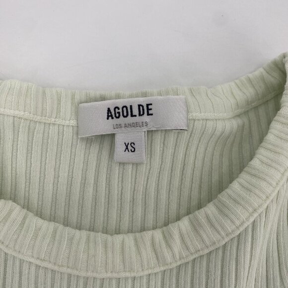 Agolde Size XS Bea Cutaway Tank Top Honeydew Green Crew Neck Racerback Stretch - Picture 6 of 10